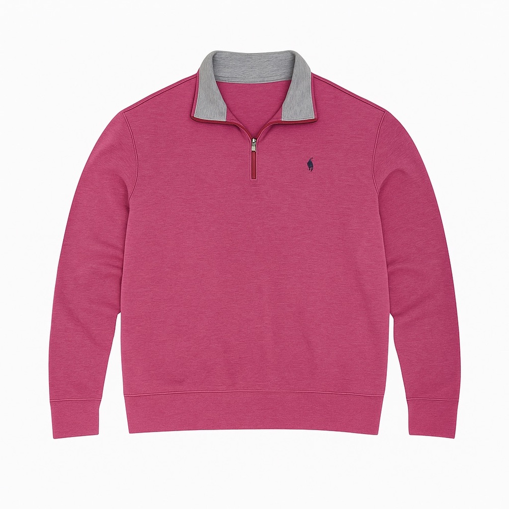 NWOT Polo by Ralph Lauren Men's reddish-pink and Gray Zip-Up Sweater